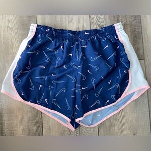 Nike Navy Blue Light Pink Athletic Wear Dri-Fit Shorts Size 14 16 Girls Large